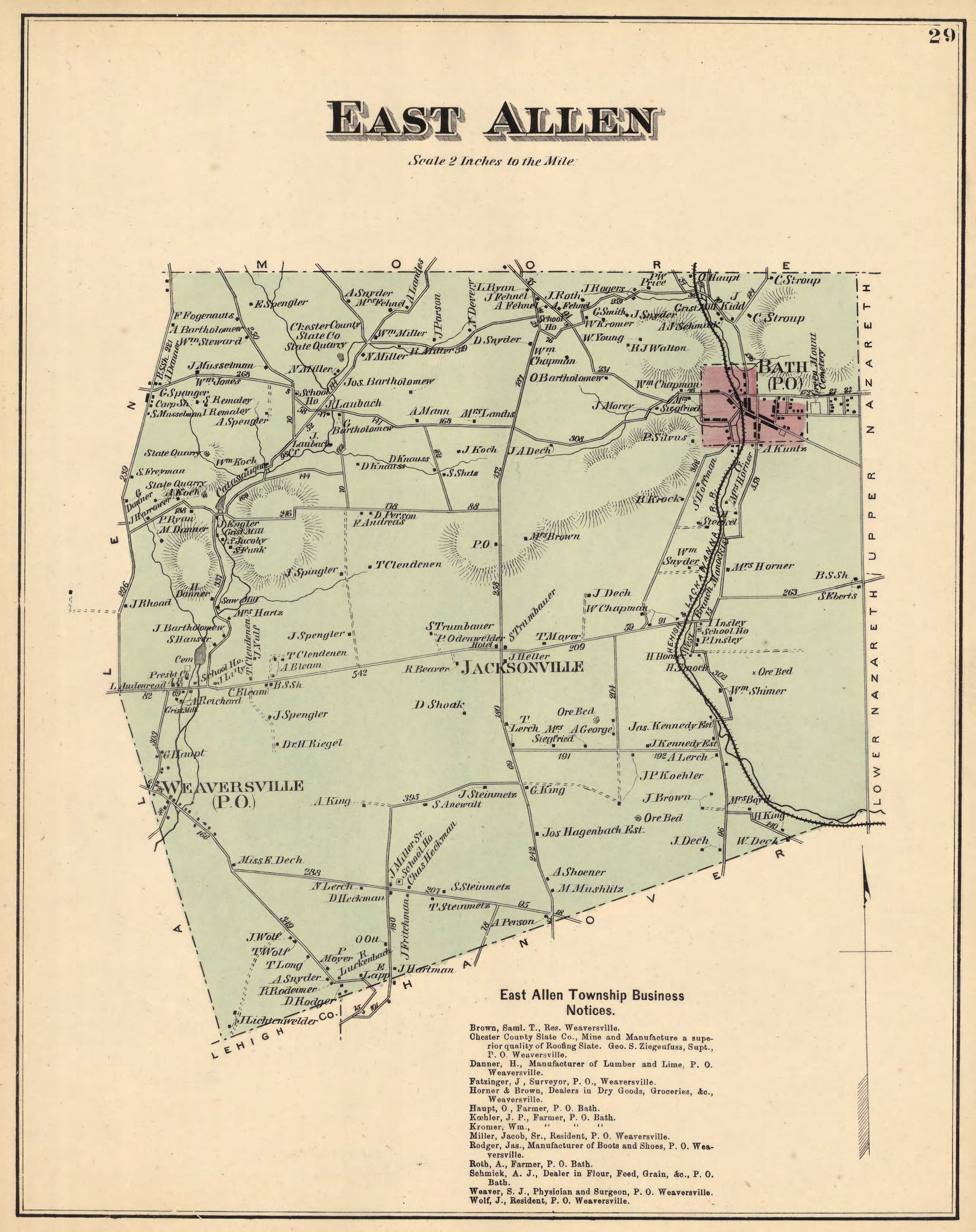 1874 East Allen Township Map